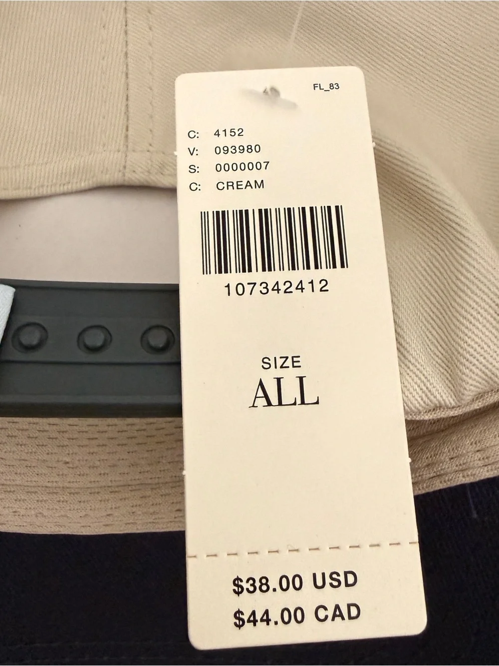 New!! With tags Anthropologie Two-Tone Navy and Cream Baseball Hat